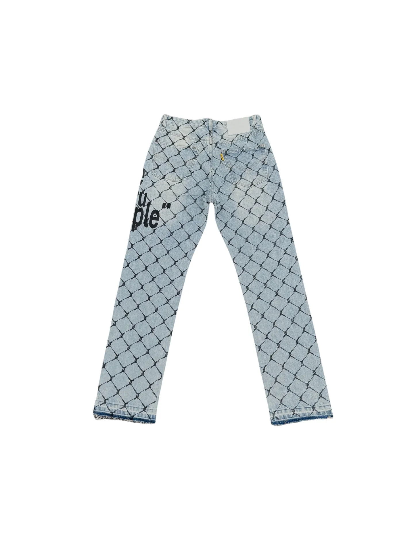 P240💰G786 GALLERY DEPT. Steel mesh letter printed slim jeans jeans casual group trendy American slim men's and women's trousers Color: blue Size: S-XXL (corresponding to 28-36)